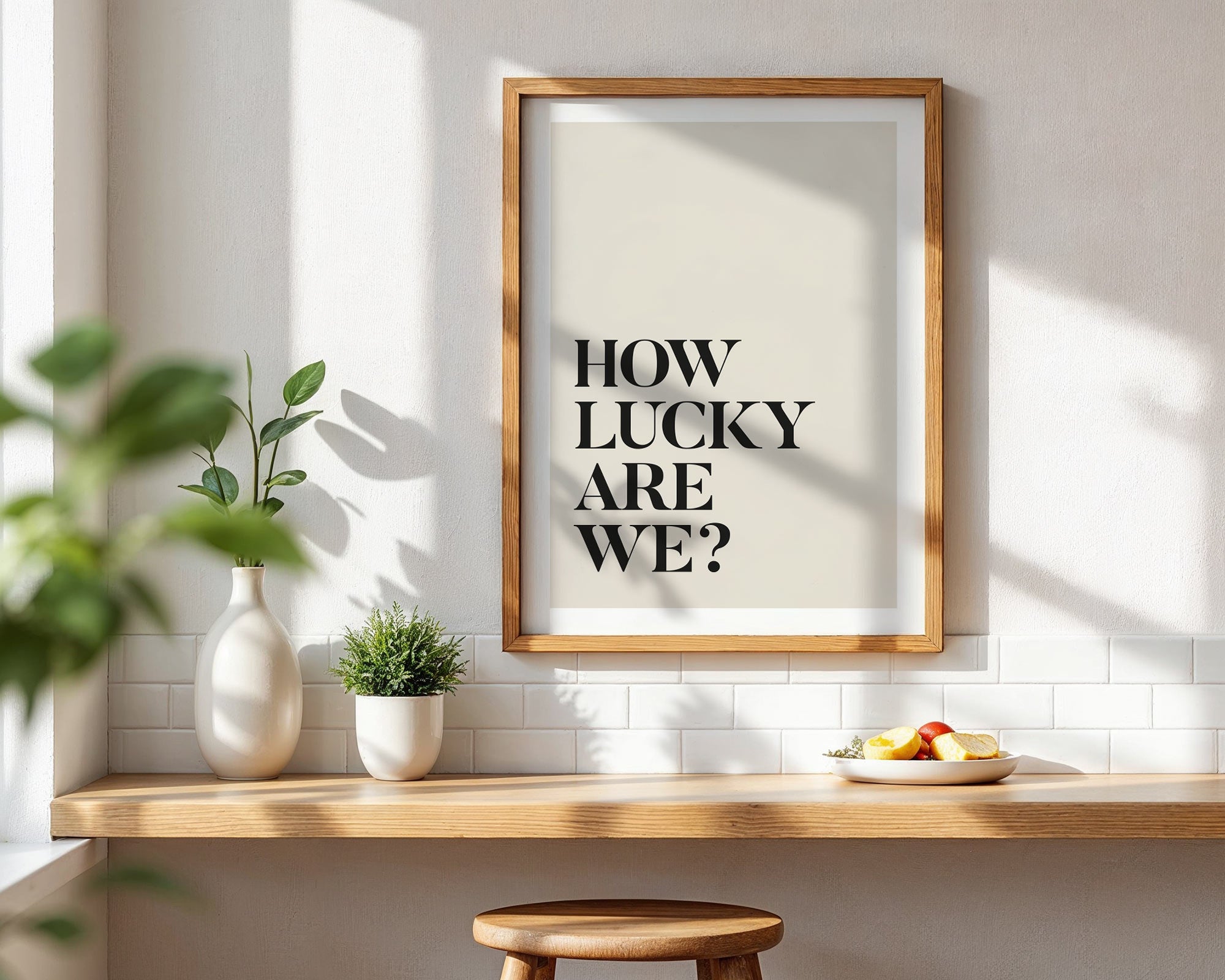 How Lucky Are We Print – Wall art Hallway Print Black Type