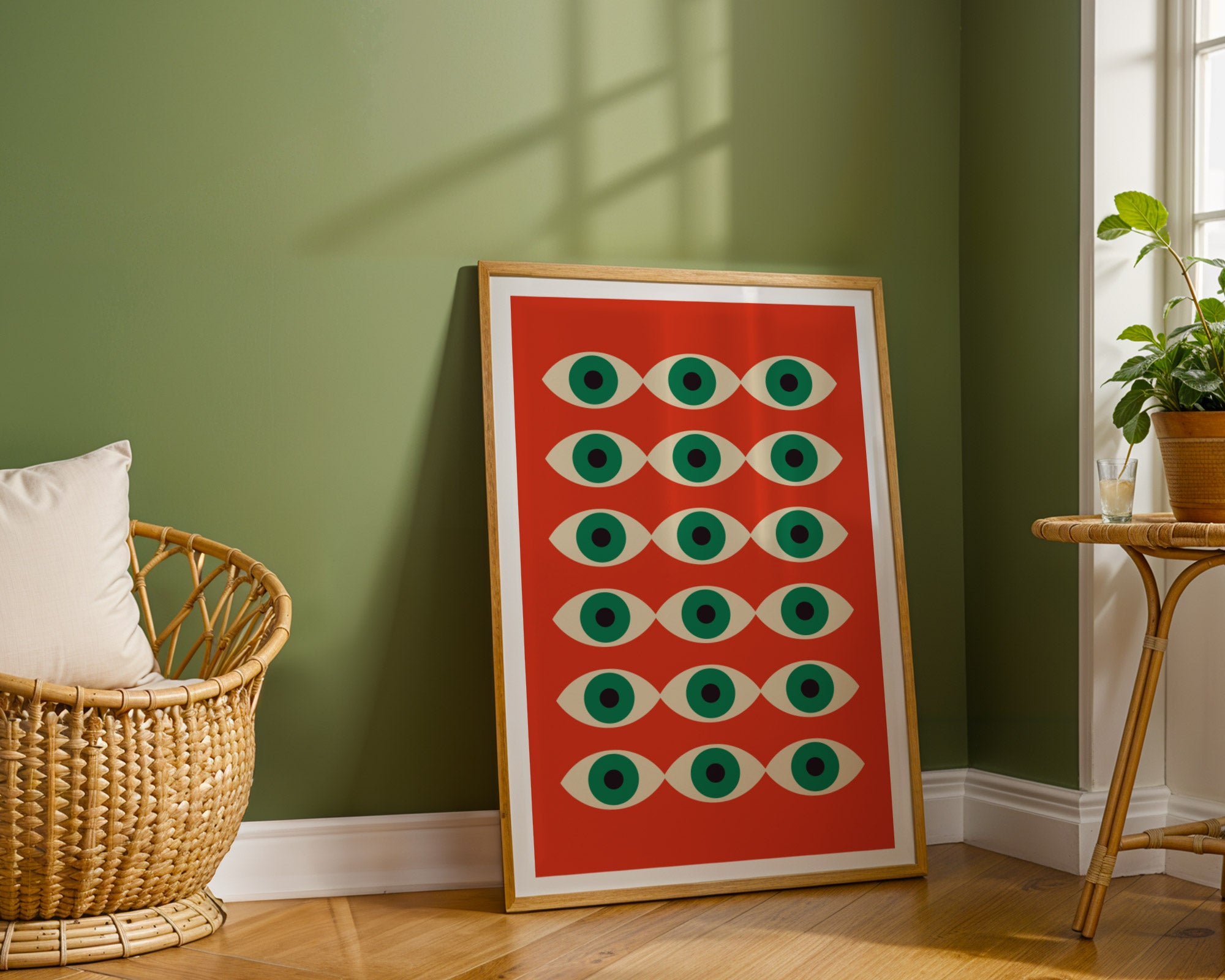 Bauhaus Geometric Eyes Prints Set x3: Mid-Century Modern Wall Art