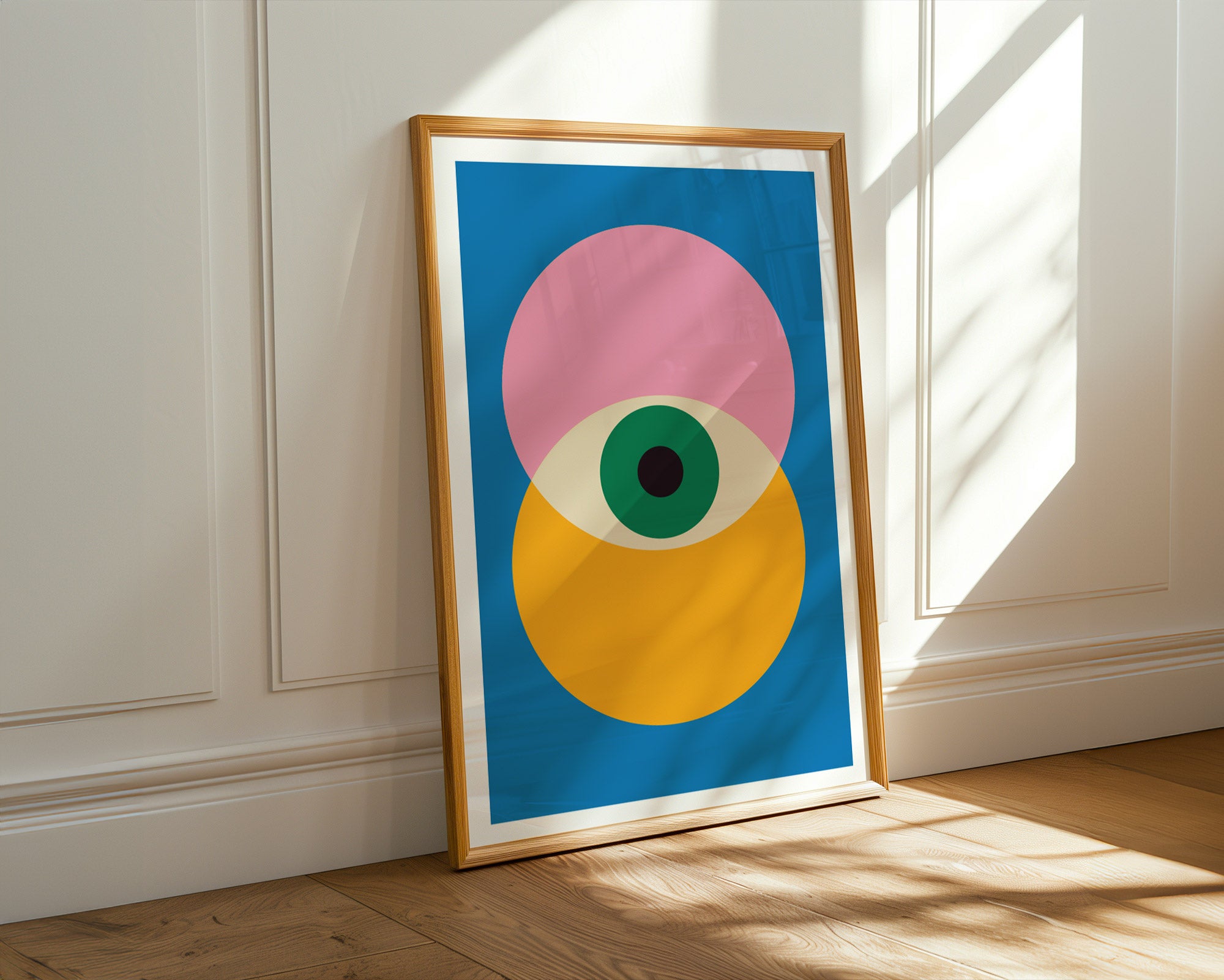 Bauhaus Geometric Eyes Prints Set x3: Mid-Century Modern Wall Art