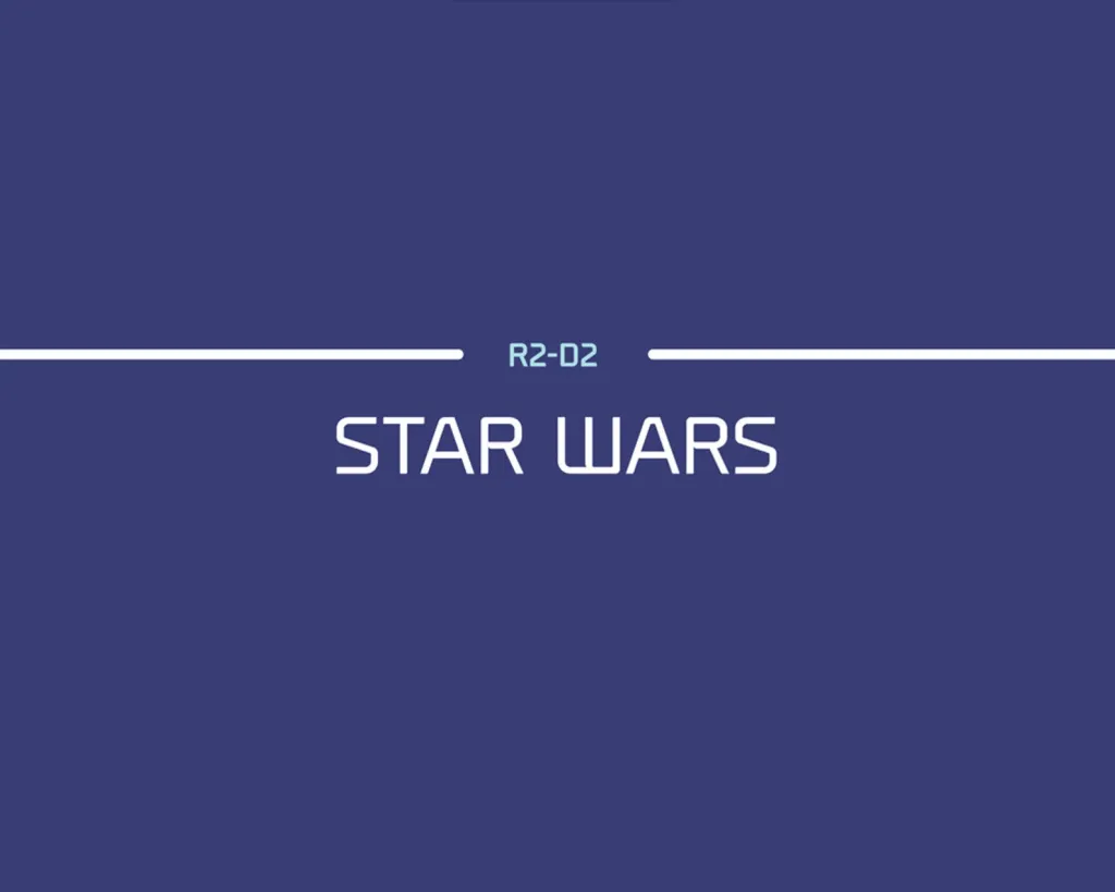 Star Wars logo with R2-D2 on a blue background