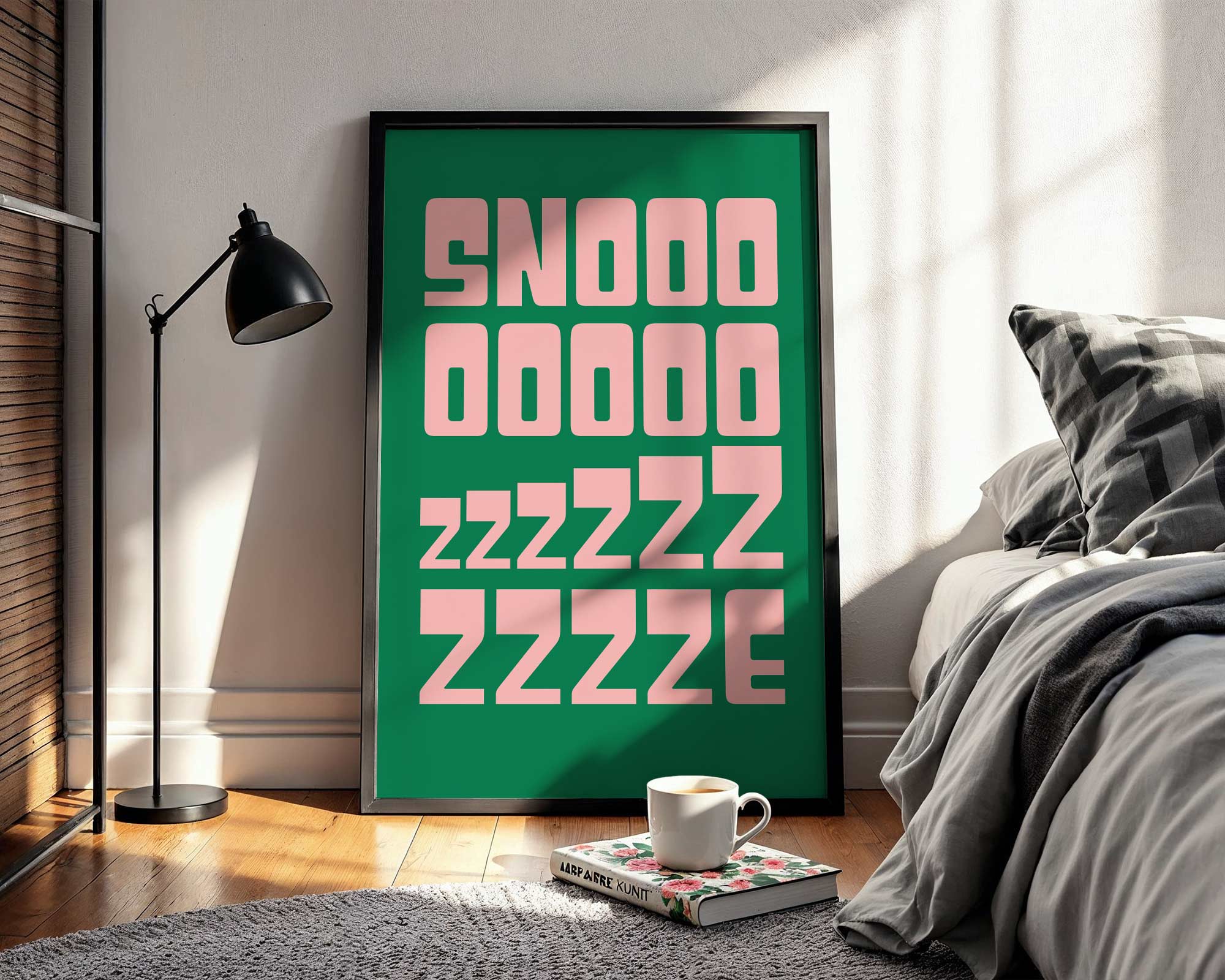 bedroom decor snooze print