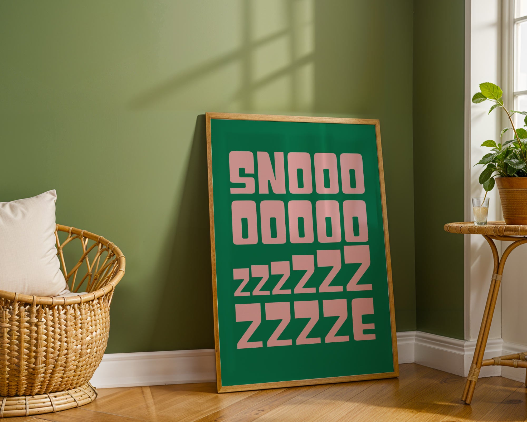 snooze bedroom decor print
